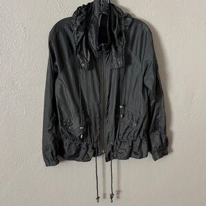 Free People Green Nylon Ripstop Parachute Zip Up Lightweight Jacket Medium